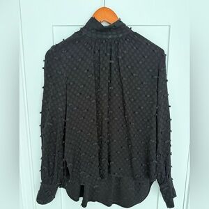 Black Textured Swiss Dot Long-Sleeve Blouse - Rachel Comey